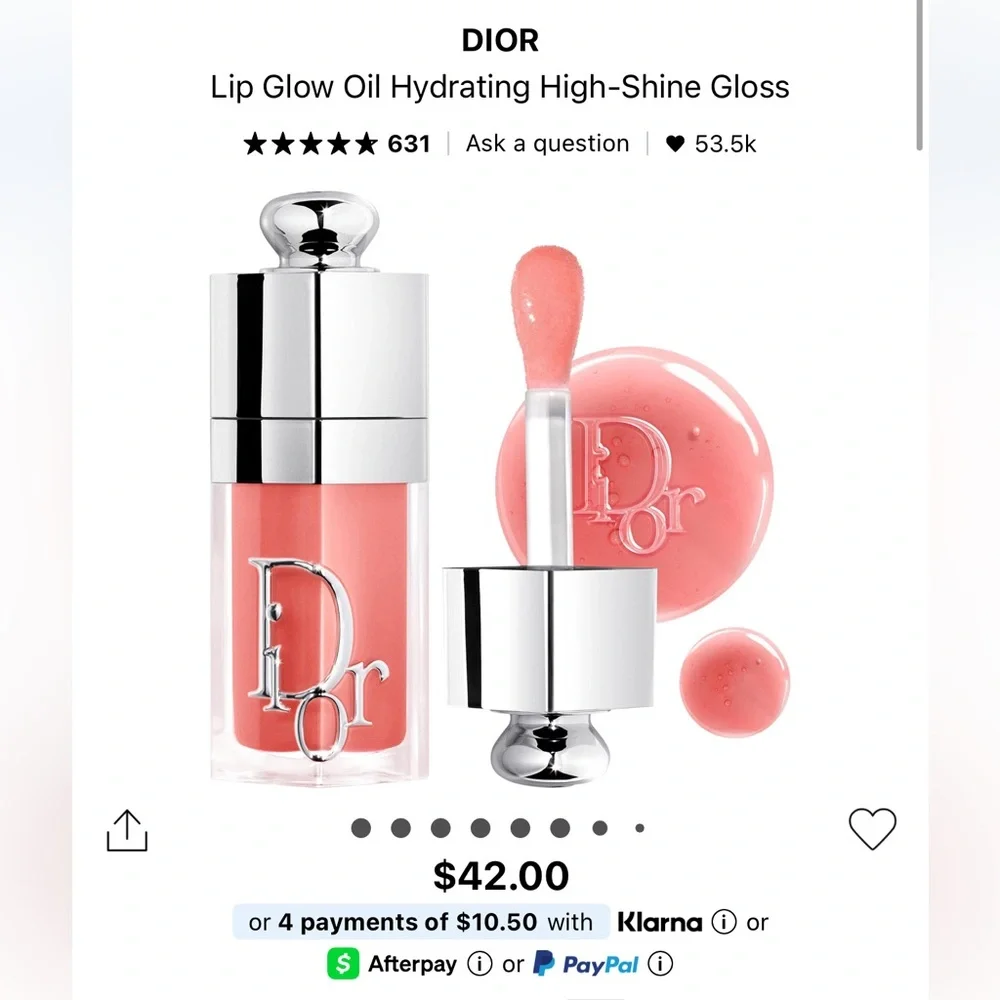 Dior Glow Oil Hydrating High-Shine Gloss in Shade 012 Rosewood-Juicy Finish